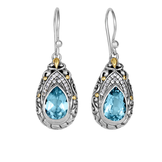 Blue Topaz & Sapphire Dragonfly Earrings