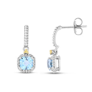 Silver & 18K Gold Gemstone Mini Drop Earrings