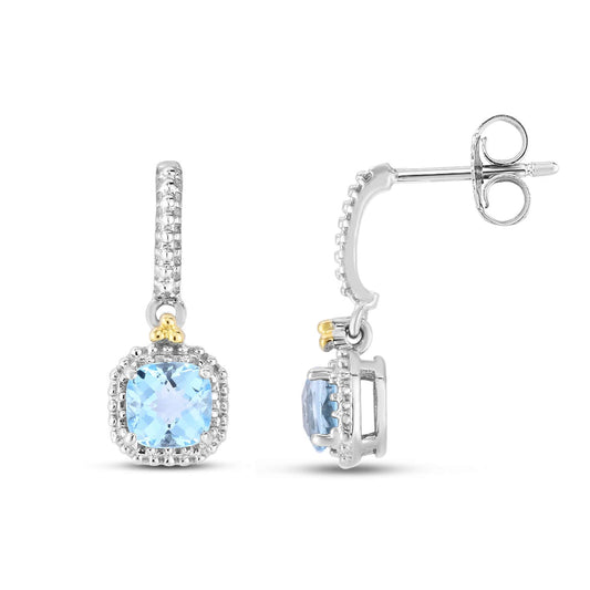 Silver & 18K Gold Gemstone Mini Drop Earrings