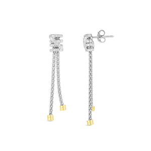 Silver & Diamond Popcorn Tally Earring with 18K Gold