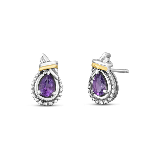 Silver & 18K Gold Prosecco Love Knot Amethyst Earring
