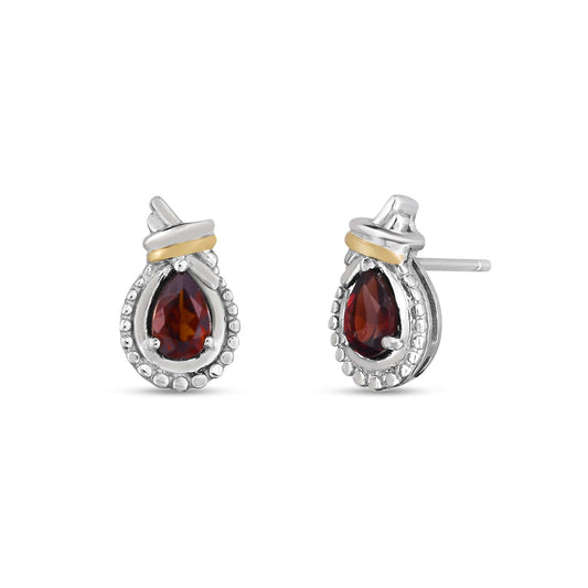 Silver & 18K Gold Prosecco Love Knot Garnet Earrings