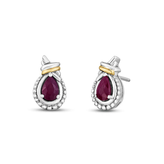 Silver & 18K Gold Prosecco Love Knot Ruby Earring