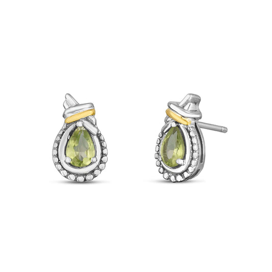 Silver & 18K Gold Prosecco Love Knot Peridot Earring