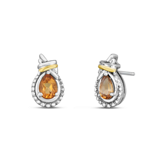 Silver & 18K Gold Prosecco Love Knot Citrine Earring