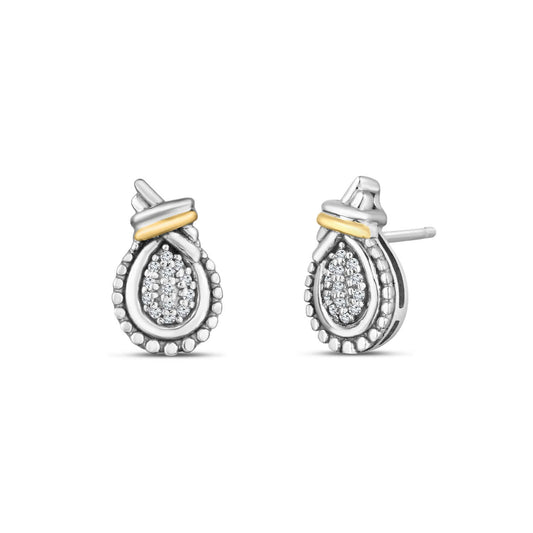 Silver & 18K Gold Prosecco Love Knot Diamond Earring