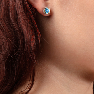 Silver & 18K Gold Prosecco Blue Topaz Stud Earrings