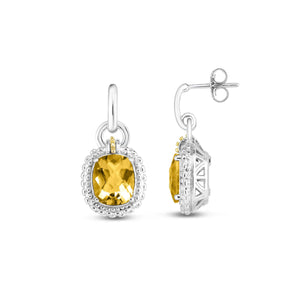 Sterling Silver & 18K Gold Popcorn Large Gemstone Drop Earrings