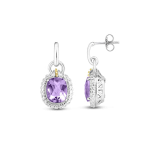 Silver & 18K Amethyst Drop Earrings