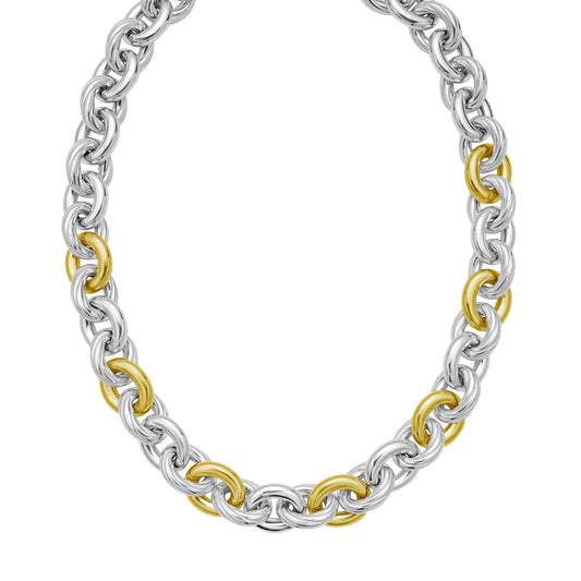 Silver & 18K Italian Rolo Link Necklace