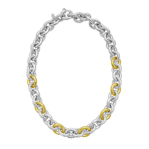 Silver & 18K Italian Rolo Link Necklace