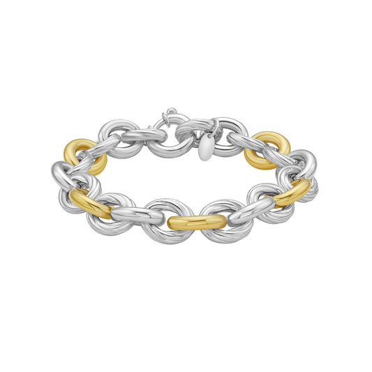 Silver & 18K Italian Rolo Link Bracelet