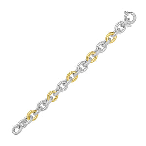 Silver & 18K Italian Rolo Link Bracelet