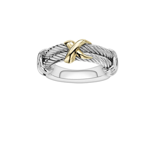 Silver & 18K Double Row Cable 