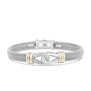 Silver & 18K Gold Interlocking Diamond Bracelet