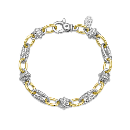 Silver & 18K Gold Victorian Cable Link Bracelet