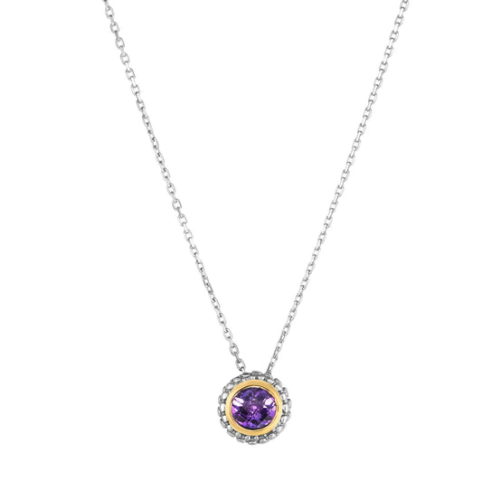 Silver & 18K Gold Prosecco Amethyst Pendant