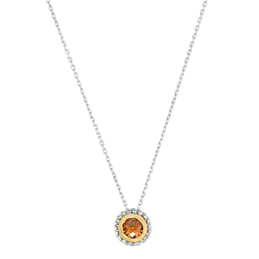 Silver & 18K Gold Prosecco Citrine Pendant