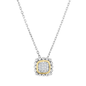 Silver & 18K Quadra Popcorn Diamond Pendant