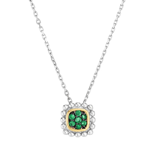 Silver & 18K Gold Prosecco Quadra Emerald Pendant