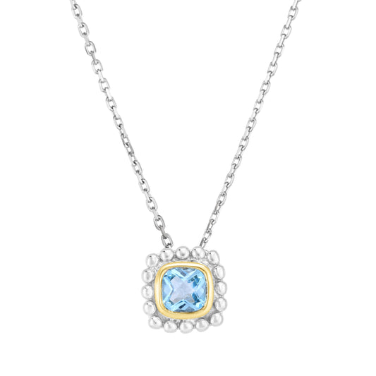 Silver & 18K Gold Prosecco Quadra Blue Topaz Pendant