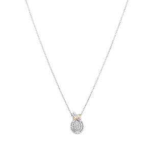 Silver & 18K Popcorn Love Knot Diamond Necklace