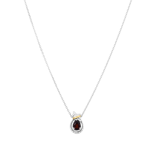 Silver & 18K Gold Prosecco Love Knot Garnet Necklace