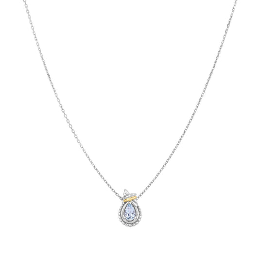 Silver & 18K Gold Prosecco Love Knot Aquamarine Necklace