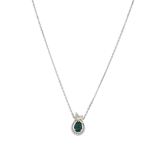 Silver & 18K Gold Prosecco Love Knot Emerald Necklace