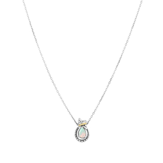 Silver & 18K Gold Prosecco Love Knot Opal Necklace