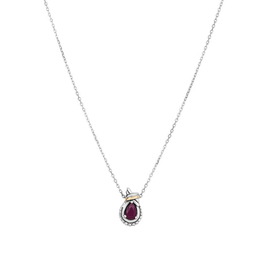 Silver & 18K Gold Prosecco Love Knot Ruby Necklace