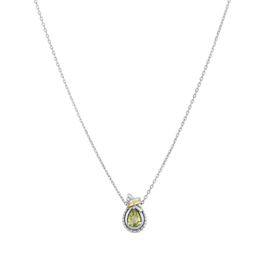 Silver & 18K Gold Prosecco Love Knot Peridot Necklace
