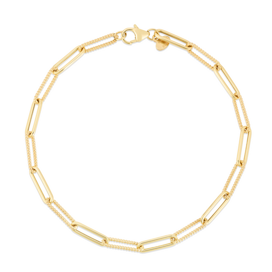 14K Gold Cable Paperclip Chain Bracelet