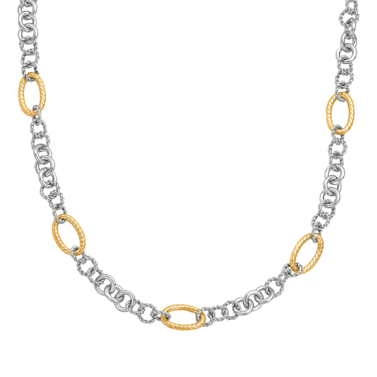 Silver & 18K Gold Italian Link Necklace