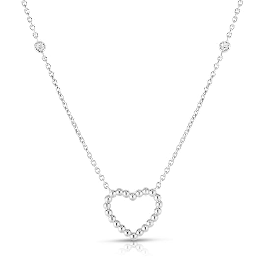 14K Gold & Diamond Popcorn Heart Necklace