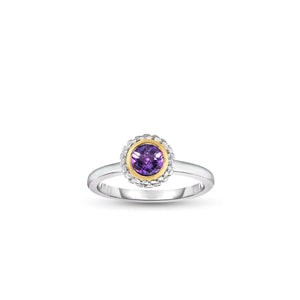 Sterling Silver 18K Gold Popcorn Amethyst Ring