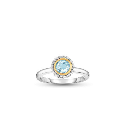 Silver & 18K Gold Prosecco Aquamarine Ring