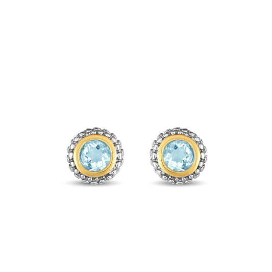 Silver & 18K Gold Prosecco Aquamarine Stud Earrings