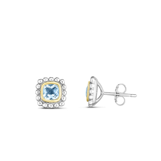 Silver & 18K Gold Prosecco Quadra Aquamarine Studs