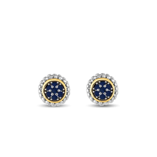 Silver & 18K Gold Prosecco Sapphire Stud Earrings