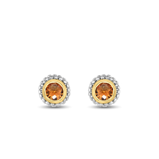 Silver & 18K Gold Prosecco Citrine Stud Earrings