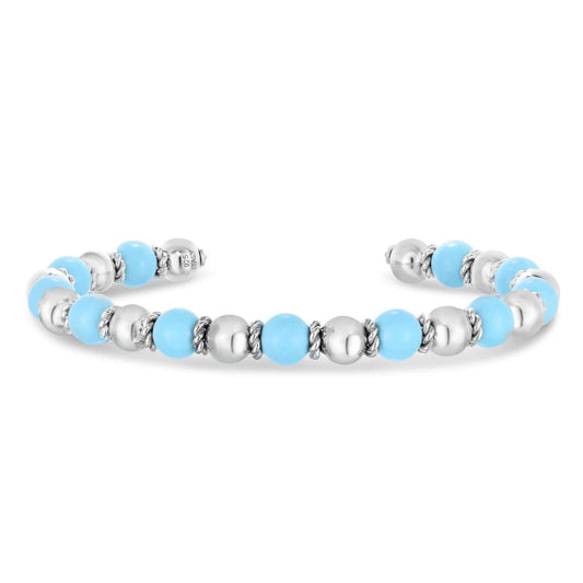 Silver & Turquoise Italian Cable Bead Cuff