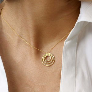14K Diamond Cable Circle Pendant Necklace