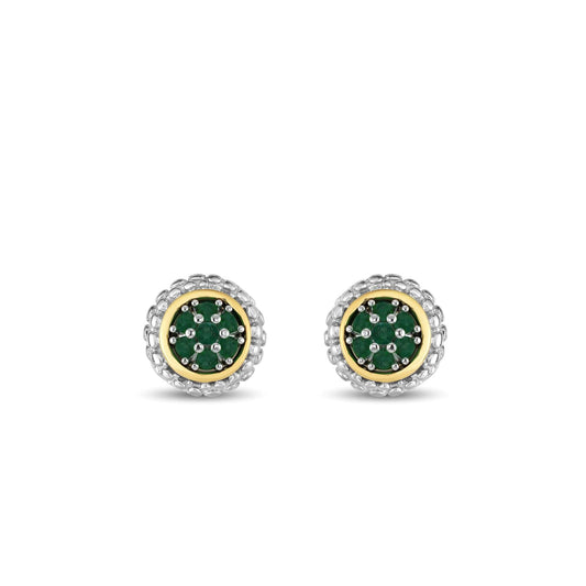Silver & 18K Gold Prosecco Emerald Stud Earrings