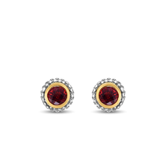 Silver & 18K Gold Prosecco Garnet Stud Earrings