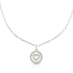 Silver & 18K Heart Medallion Necklace