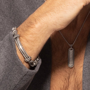 Silver Men's Paperclip Bar Link Bracelet