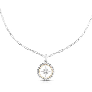 Silver & 18K Gold North Star Medallion Necklace