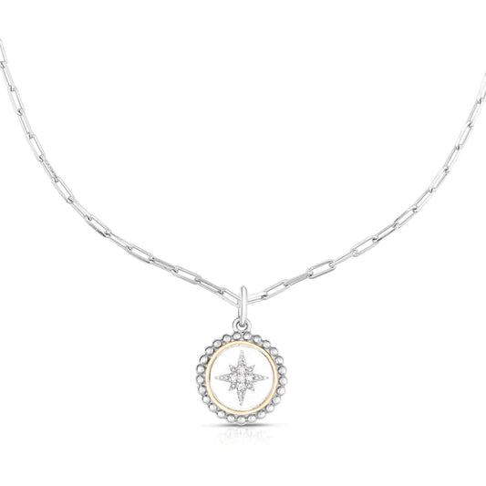 Silver & 18K Gold North Star Medallion Necklace