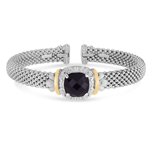 Silver & 18K Gold Cushion Cut Gemstone Bracelet